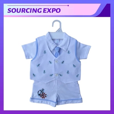 3-in-1-Babykleidungsset mit Krawatte und Stickerei